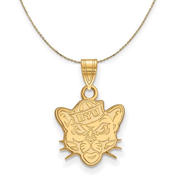 14k Yellow Gold Brigham Young U Small Logo Necklace - 30 Inch